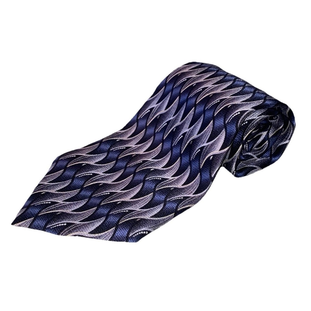 Vintage Pierre Cardin Men's Designer necktie 100% Silk Tie Blue&Silver 58"x4"
